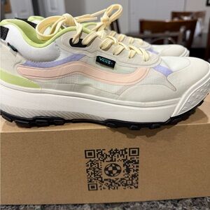 Vans Women’s Cream Athletic Sneakers with Pastel Pink, Lavender & Lime